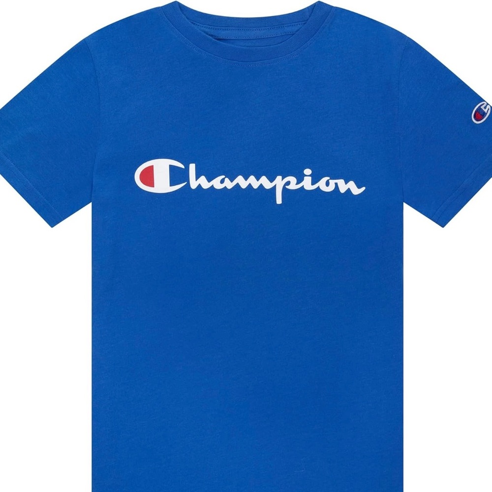 Champion boys short sleeve logo tee shirt size 5 bozetto blue